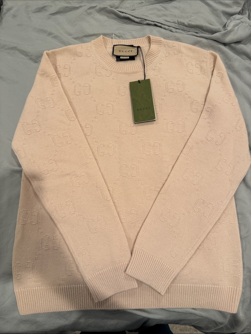 Gucci Intarsia Wool Women’s Light Pink Crewneck Sweater